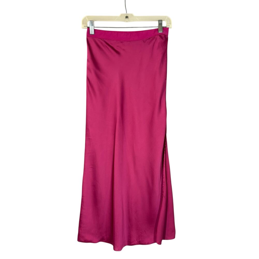 Free People Satin Midi Skirt in Magenta - Picture 5 of 10